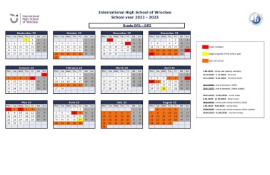 IHSW 2022-2023 school year calendar for DP EN