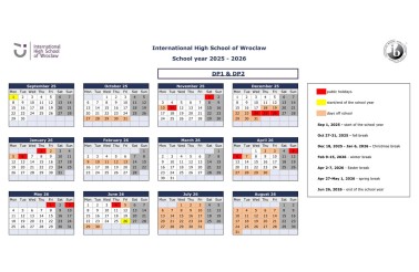 IHSW school year calendar 2025-2026 DP1-2
